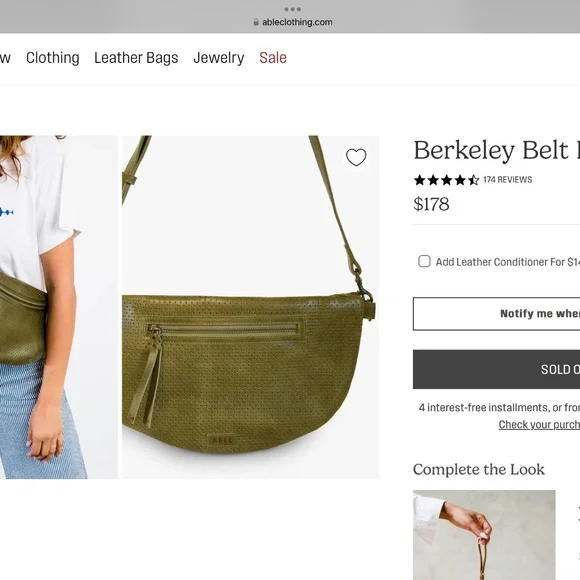 Able Berkeley Belt Bag, Perforated Moss Green. - Picture 6 of 6